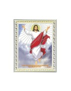 Satvik Lord Jesus Christ (1) Designer White Photo Frame, Religious Photo Frame For Worship, Home Decor, Wall Art (17*22cms)